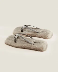 Faux Fur Sandal Slippers