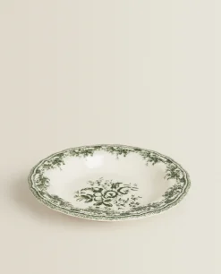 Floral Earthenware Soup Plate