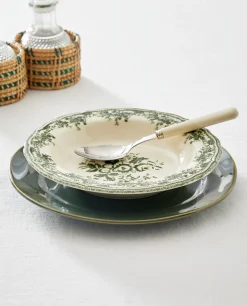 Floral Earthenware Soup Plate