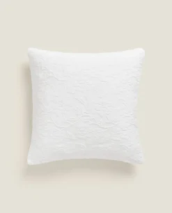 Floral Embroidered Throw Pillow