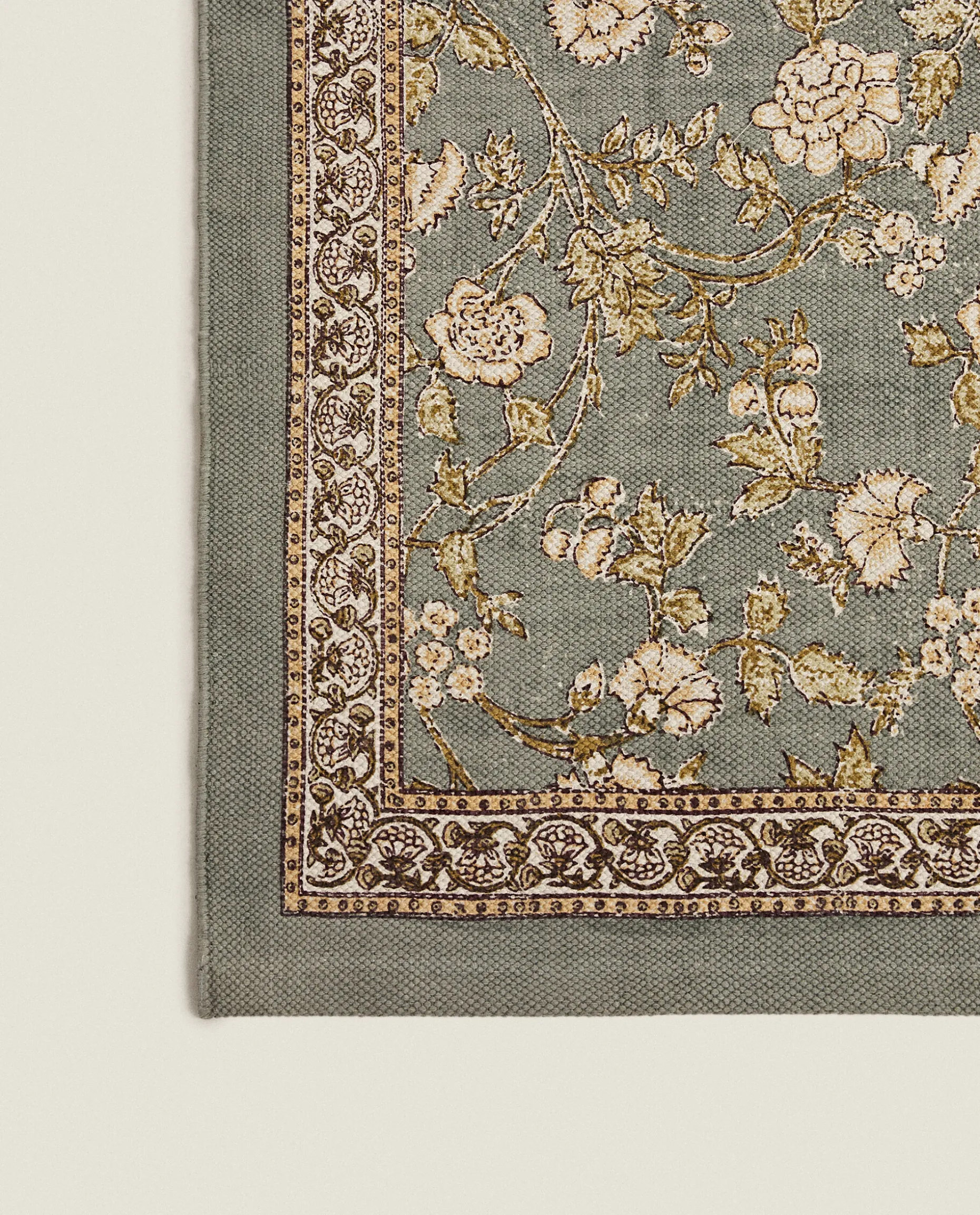Floral Print Block Rug