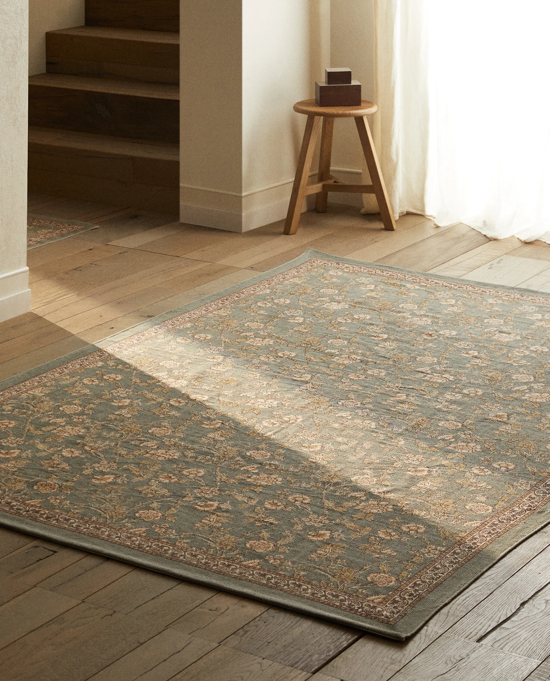 Floral Print Block Rug