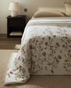 Flower And Butterfly Print Duvet Cover