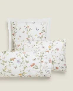 Flower And Butterfly Print Pillowcase