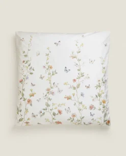 Flower And Butterfly Print Pillowcase