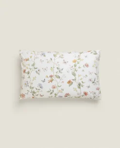 Flower And Butterfly Print Pillowcase
