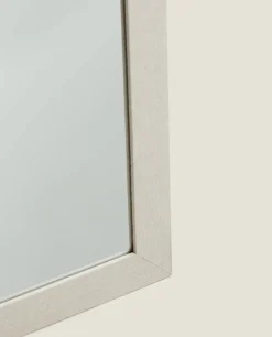 Full-Length Mirror With Linen Frame