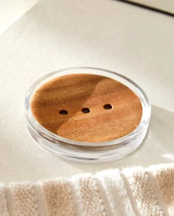 Glass And Wood Soap Dish