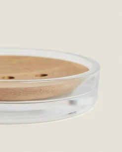 Glass And Wood Soap Dish