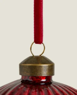 Glass Christmas Bauble Decoration With Stripes