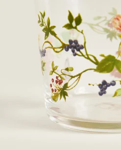 Glass Tumbler With Floral Design