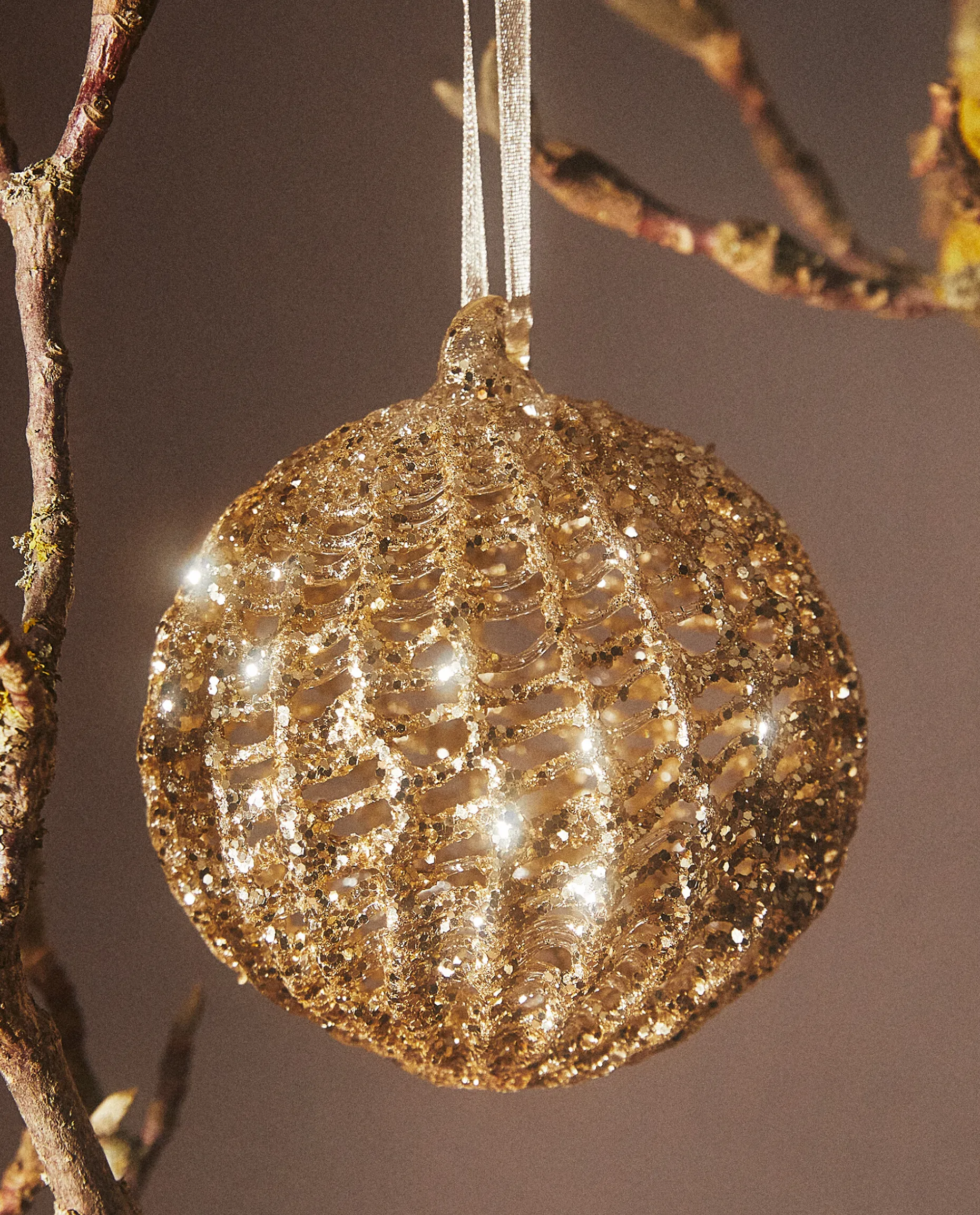 Glittery Glass Christmas Ball Decoration