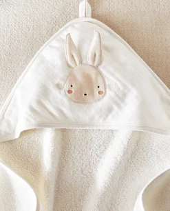 Hooded Baby Towel With Bunny Applique