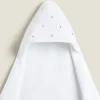 Hooded Baby Towel With Embroidered Hearts