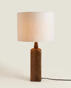 Lamp With Wooden Base
