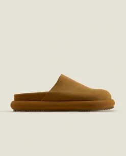 Leather Mule Slippers With Sole Detail