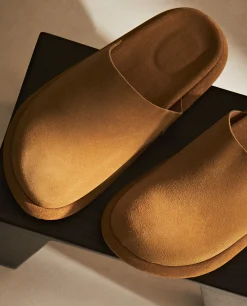 Leather Mule Slippers With Sole Detail