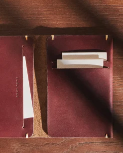 Leather Passport Cover With Topstitching Detail