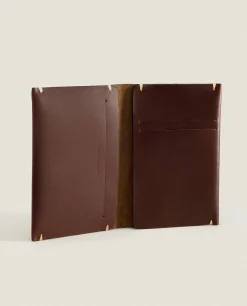 Leather Passport Cover With Topstitching Detail