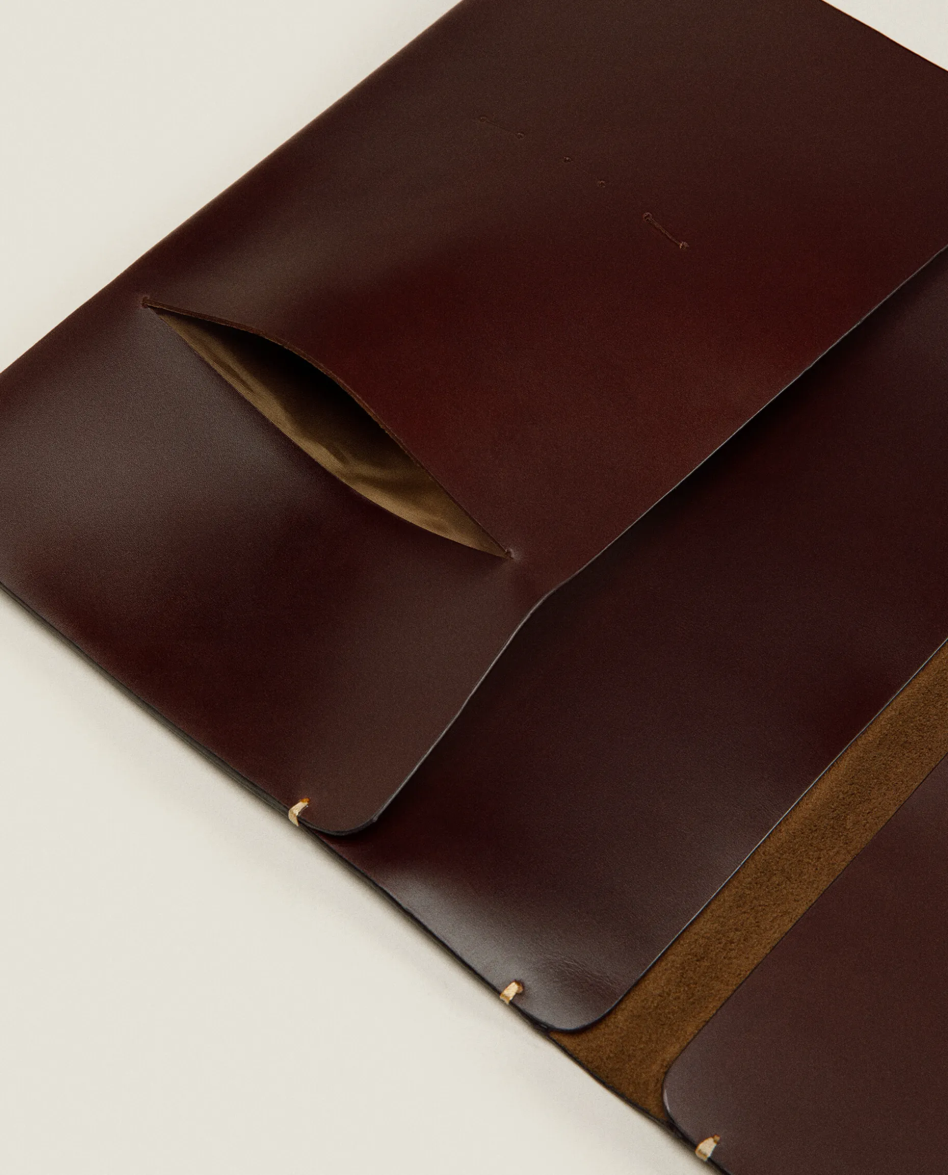 Leather Tablet Case With Topstitching Detail