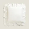 Linen Ruffle Throw Pillow Cover