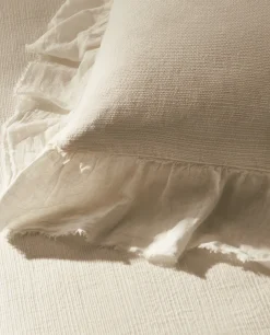 Linen Ruffle Throw Pillow Cover