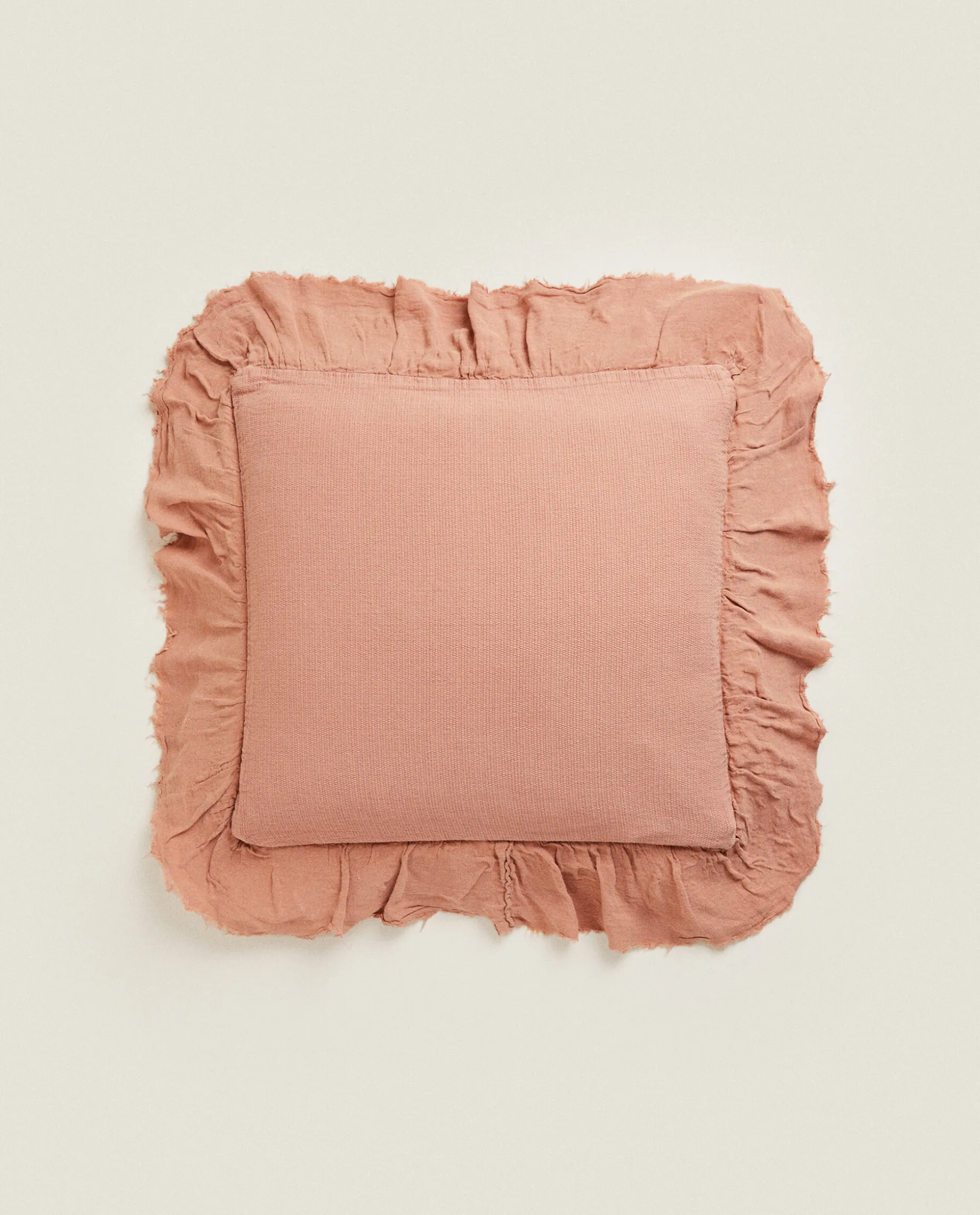 Linen Ruffle Throw Pillow Cover