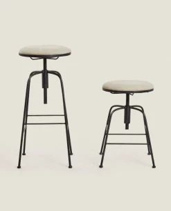 Linen Swivel Stool