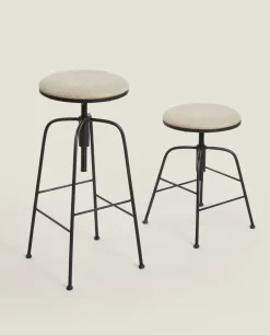 Linen Swivel Stool