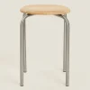 Oak And Steel Stool