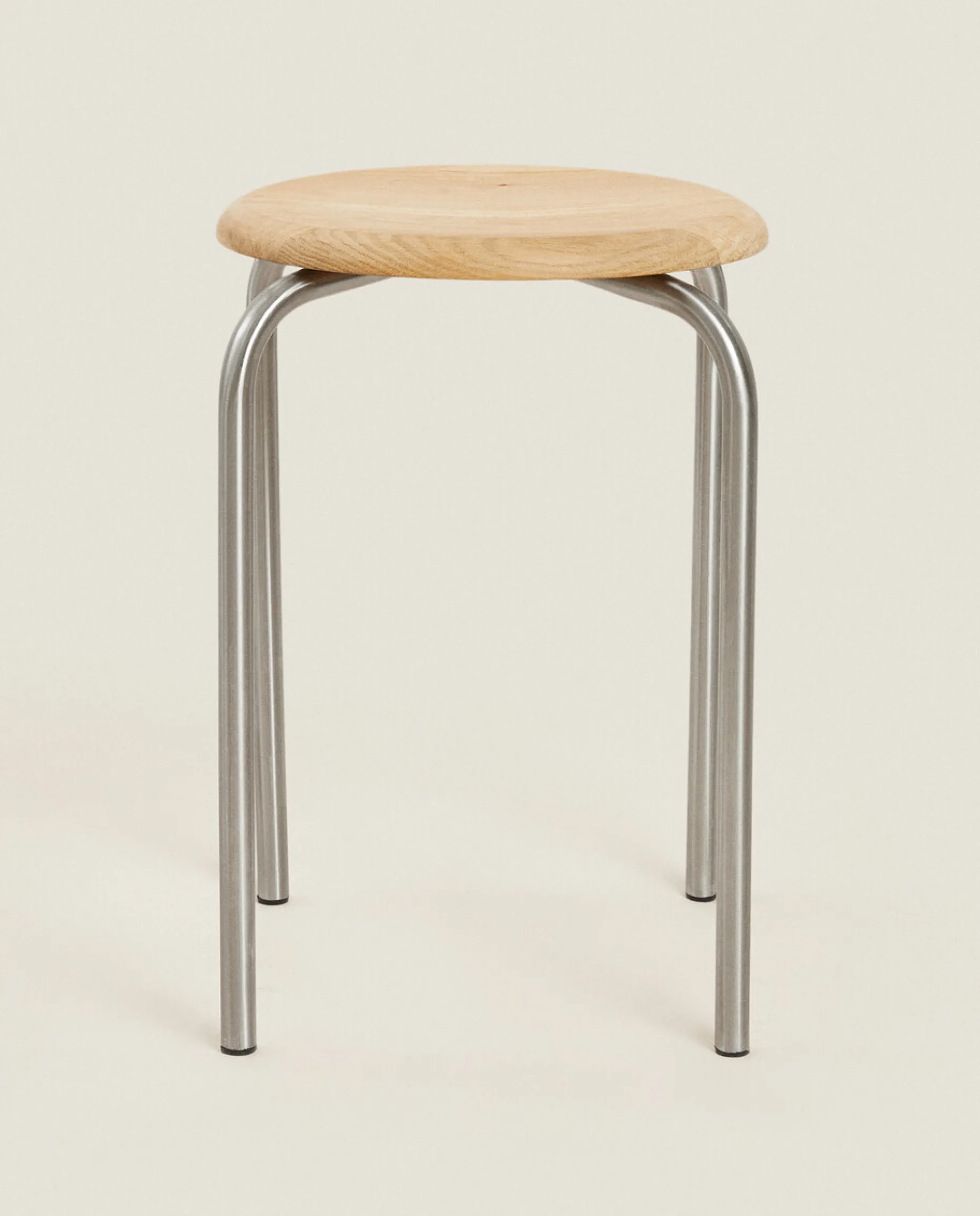 Oak And Steel Stool