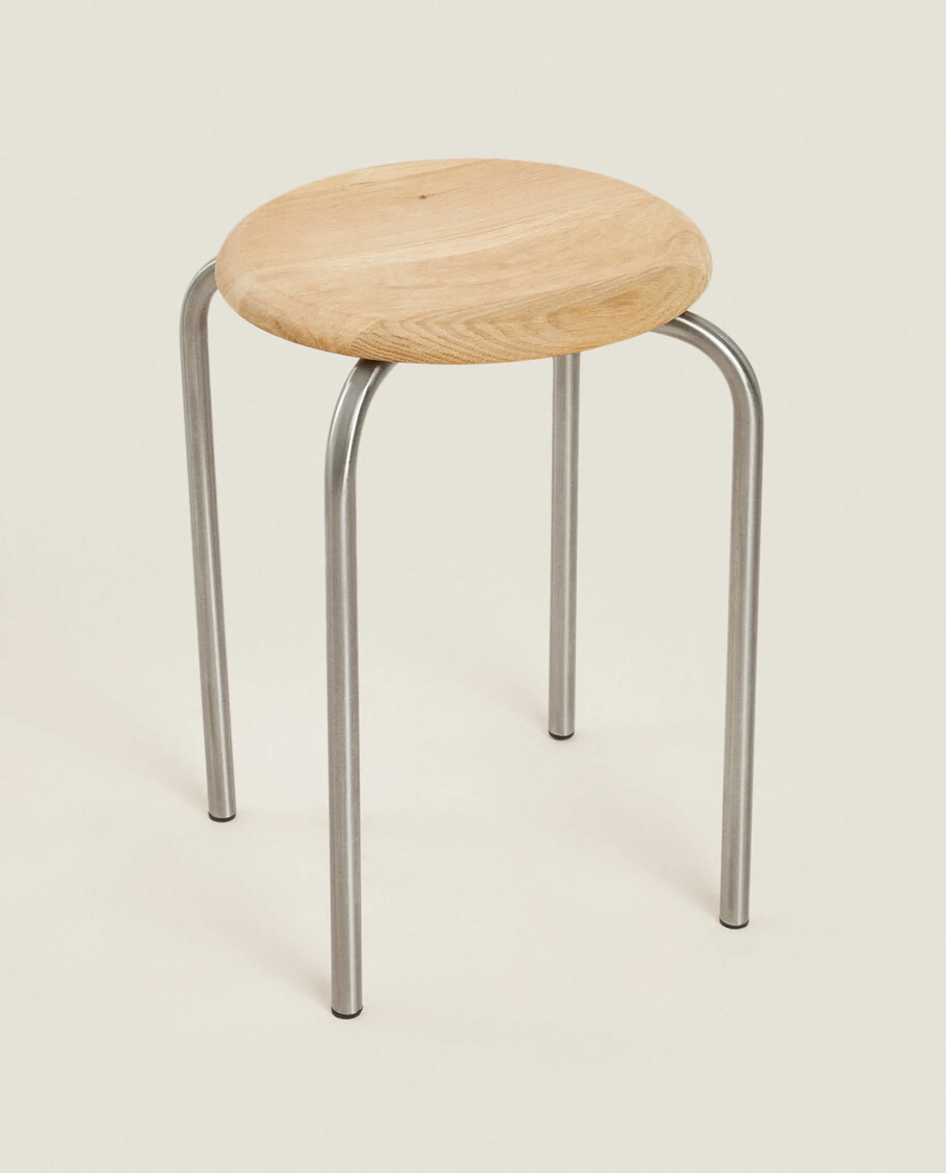 Oak And Steel Stool