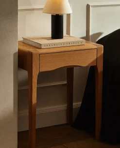 Oak Bedside Table With Drawer