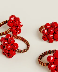 Pack Of Christmas Sleigh Bell Napkin Rings