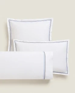 Pillowcase With Two Embroidered Lines
