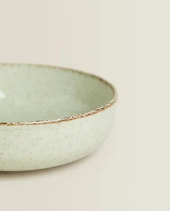 Porcelain Bowl With Antique Finish Rim