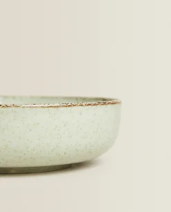 Porcelain Bowl With Antique Finish Rim