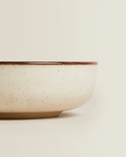 Porcelain Bowl With Antique Finish Rim