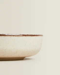 Porcelain Soup Plate With Antique Finish Rim