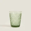 Raised Floral Design Glass Tumbler