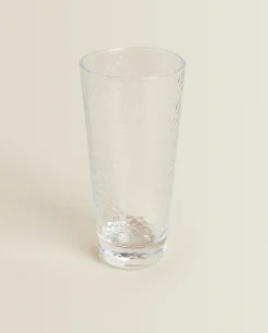 Raised-Design Glass Soft Drink Tumbler