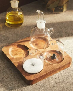 Salt And Cruet With Tray Set