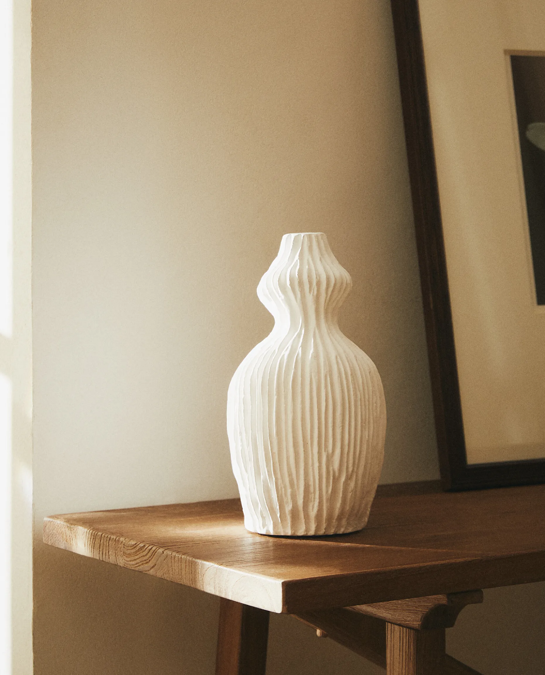 Scored Clay Vase