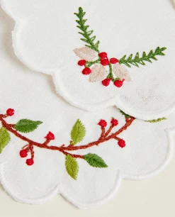 Set Of Embroidered Christmas Coasters