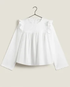 Shirt With Lace Trim & Ruffles