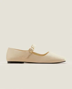 Square Toe Leather Ballet Flats