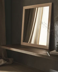 Square Wall Mirror With Linen Frame