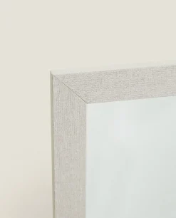 Square Wall Mirror With Linen Frame