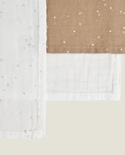 Star Print Muslin Cloths (Pack Of 3)