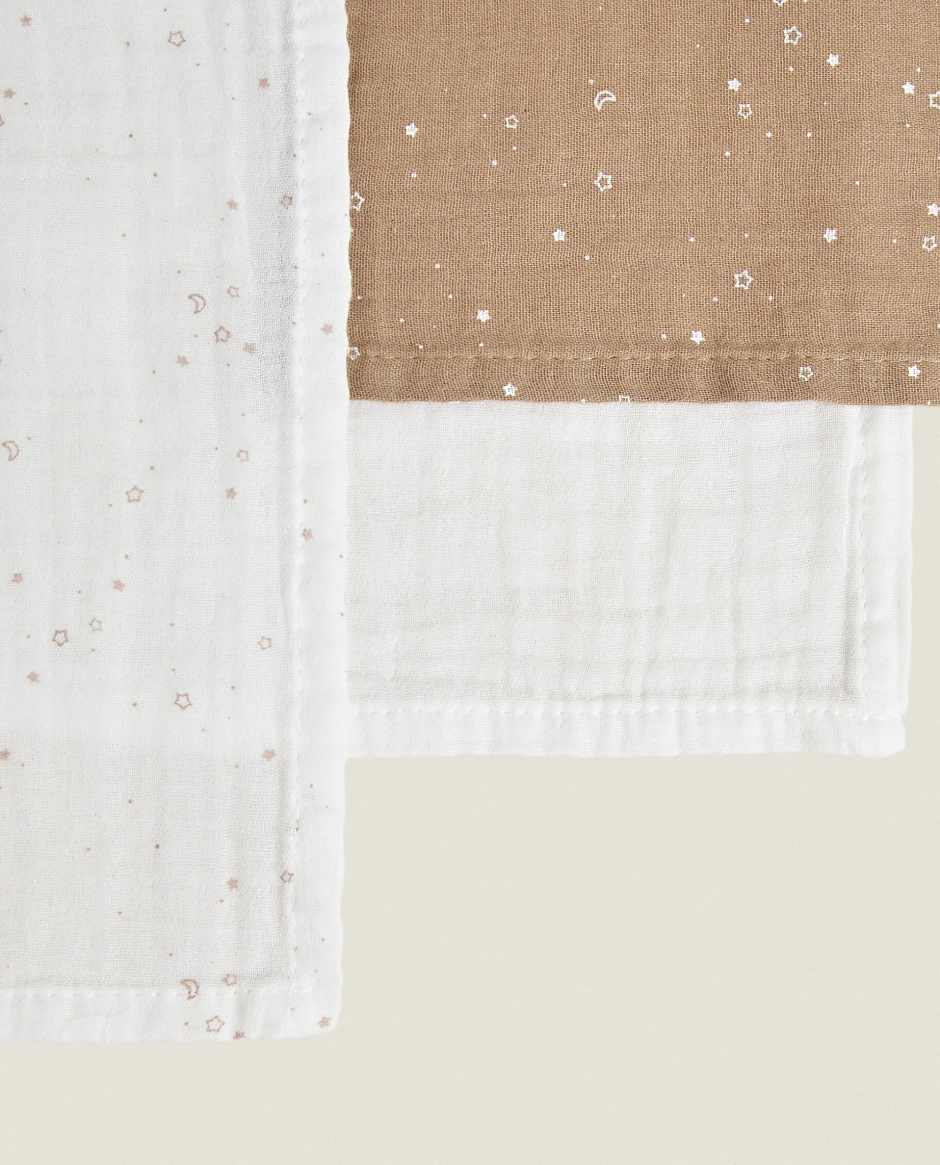 Star Print Muslin Cloths (Pack Of 3)